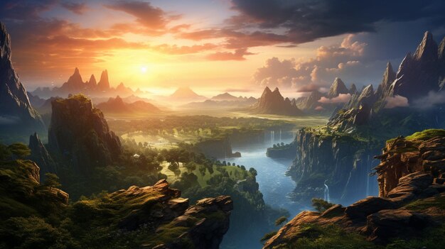 Fantasy World Landscapes background