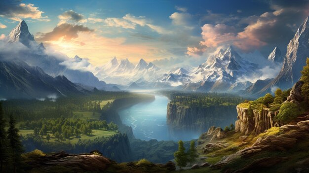 Fantasy World Landschappen achtergrond