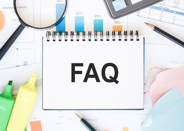 FAQ concept Text on office table Information Helpdesk