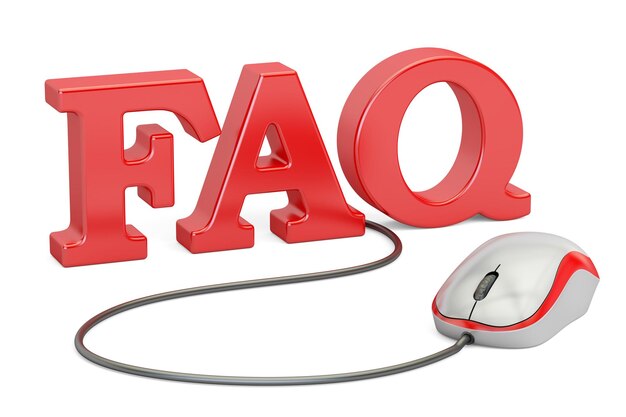 Photo faq concept with computer mouse 3d rendering