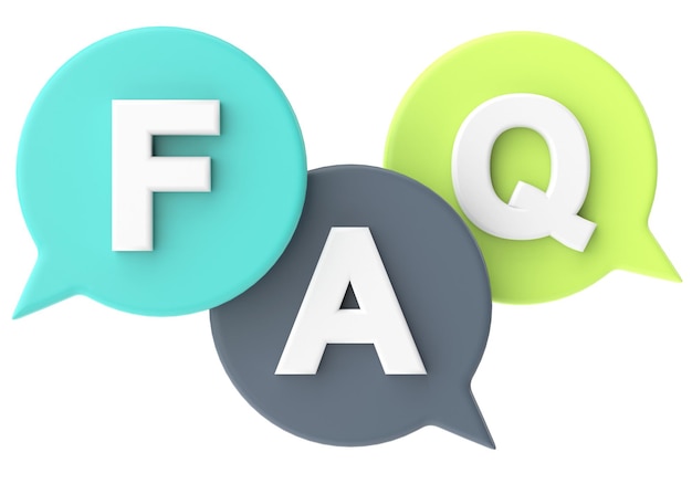 FAQ Frequently Asked Questions 3D illustration