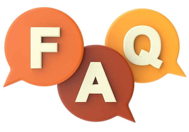 FAQ Frequently Asked Questions 3D illustration