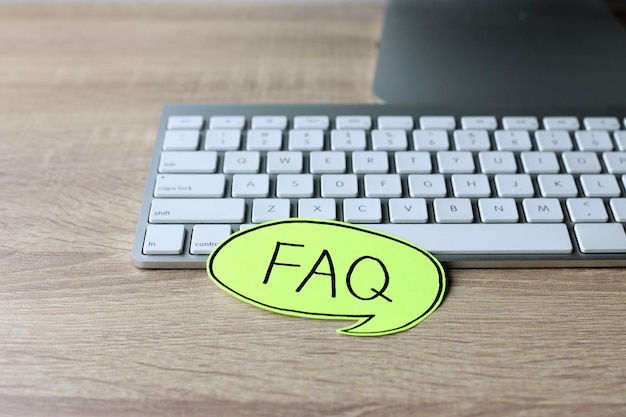 Photo faq lettering on office desk