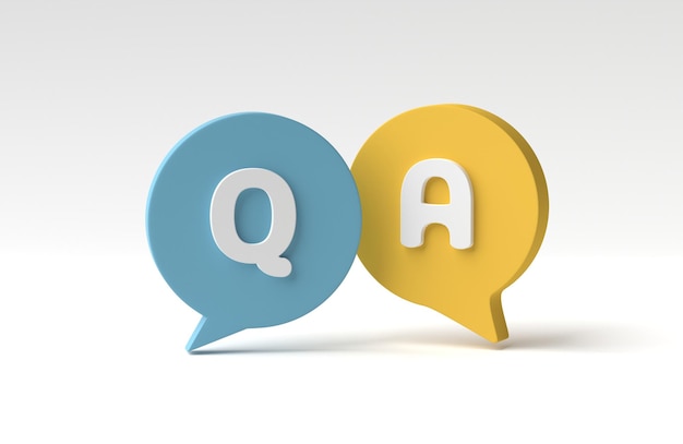 FAQ questions and answers icon in social media notification icon isolated on white background 3D render 3D illustration