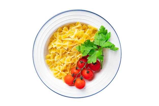Farfalle buigt pasta rauwe maaltijd voedsel kopieer ruimte voedsel achtergrond rustiek