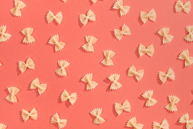 Photo farfalle pasta flat lay pattern