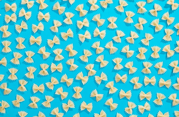 Farfalle pasta flat lay pattern