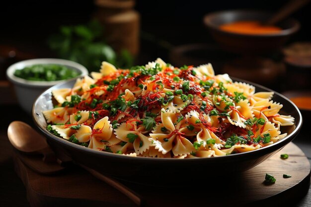 Farfalle Pasta Salad with Roasted Red Pepper Dres