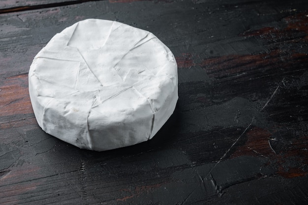 Farm cheese camembert  set, on old wooden table  