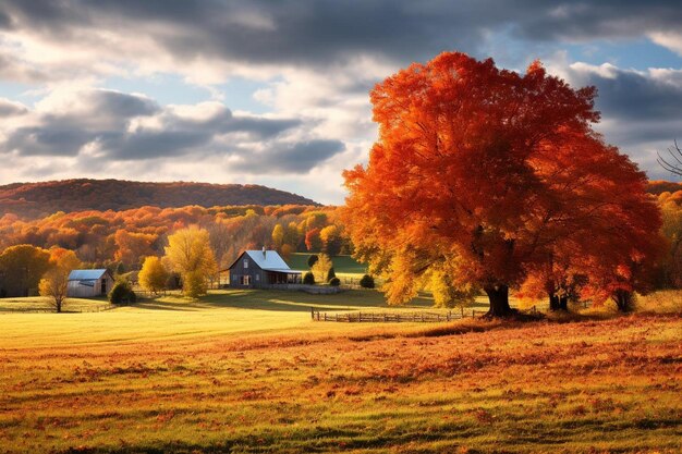 a farm in the fall