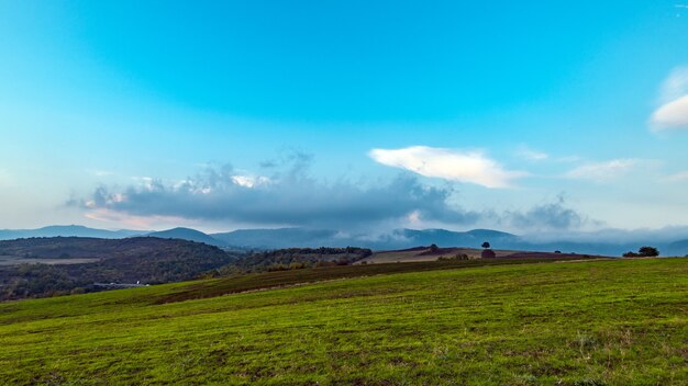 Farm fields at evening time