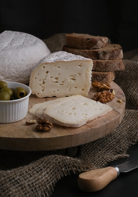 Farm french cheese Saint Paulin. French dessert cheese