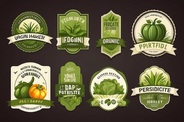 Photo farm fresh organic food label badge vector