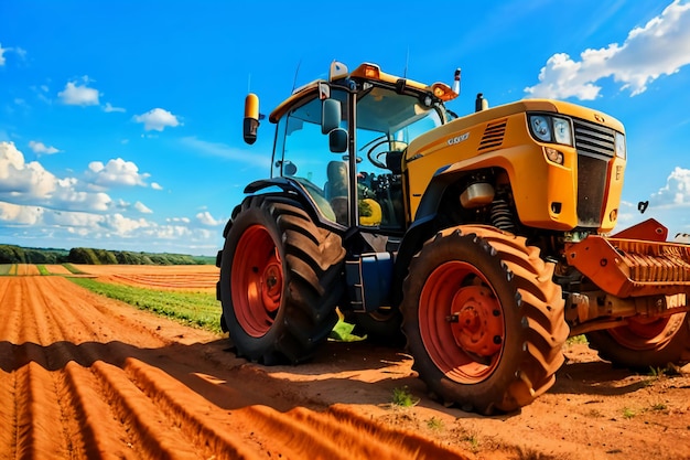 Farm heavy tractor arable land equipment mechanized agricultural equipment wallpaper background