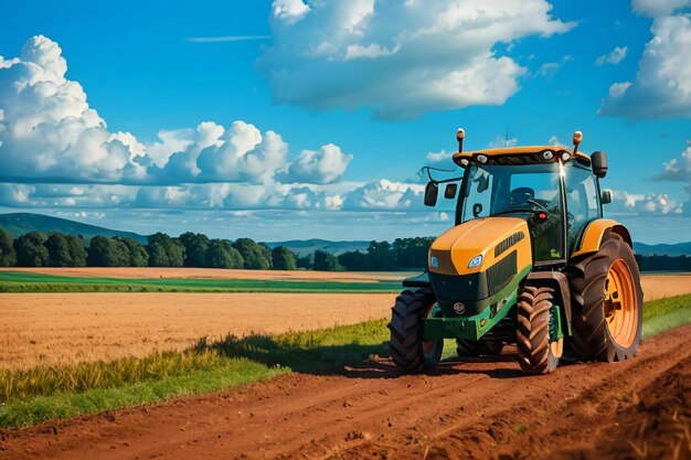 Farm heavy tractor arable land equipment mechanized agricultural equipment wallpaper background