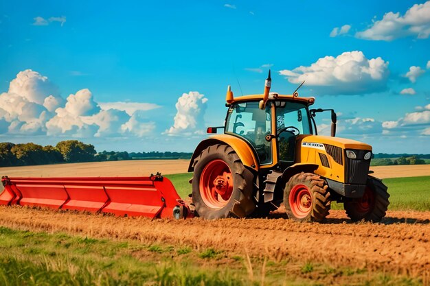 Farm heavy tractor arable land equipment mechanized agricultural equipment wallpaper background