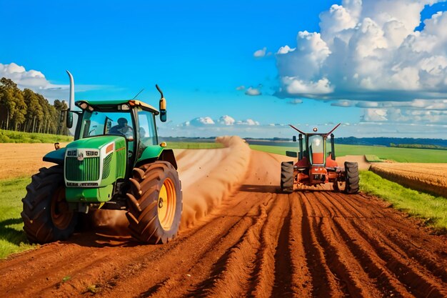 Farm heavy tractor arable land equipment mechanized agricultural equipment wallpaper background