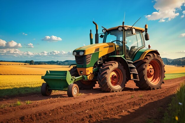 Farm heavy tractor arable land equipment mechanized agricultural equipment wallpaper background