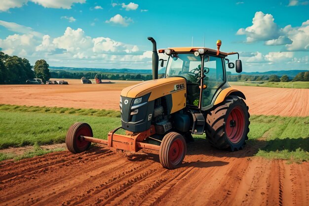 Farm heavy tractor arable land equipment mechanized agricultural equipment wallpaper background