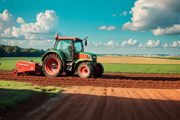 Farm heavy tractor arable land equipment mechanized agricultural equipment wallpaper background