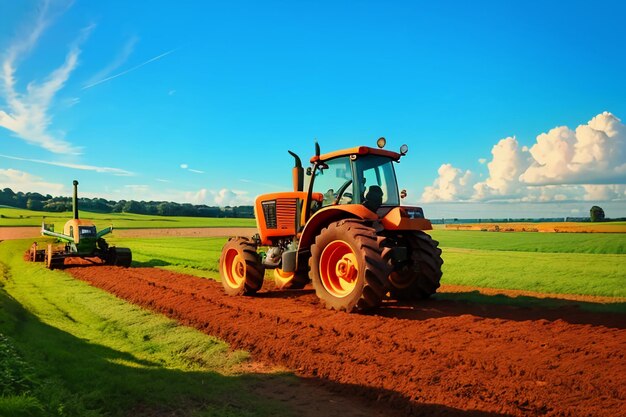 Farm heavy tractor arable land equipment mechanized agricultural equipment wallpaper background