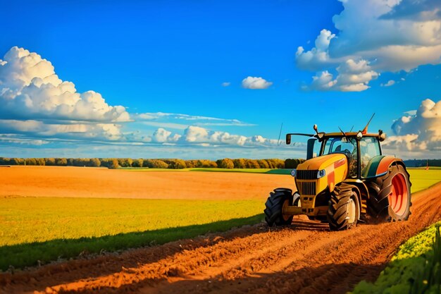 Farm heavy tractor arable land equipment mechanized agricultural equipment wallpaper background