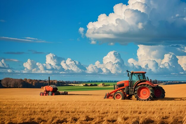 Foto fondo della carta da parati dell'attrezzatura agricola meccanizzata dell'attrezzatura della terra arabile del trattore pesante dell'azienda agricola