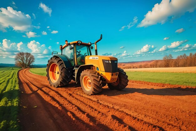 Farm heavy tractor arable land equipment mechanized agricultural equipment wallpaper background