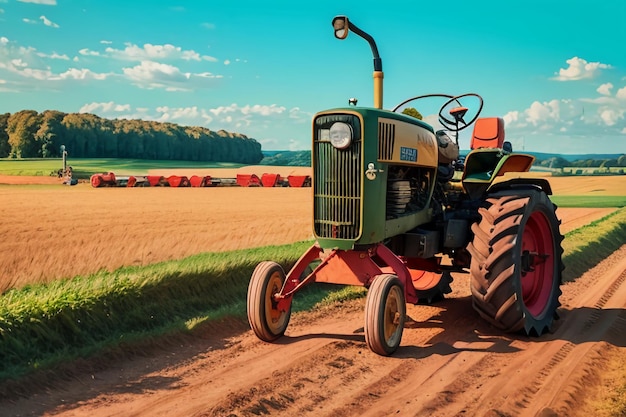 농장 무거운 트랙터 경작지 장비 기계화 농업 장비 벽지 배경