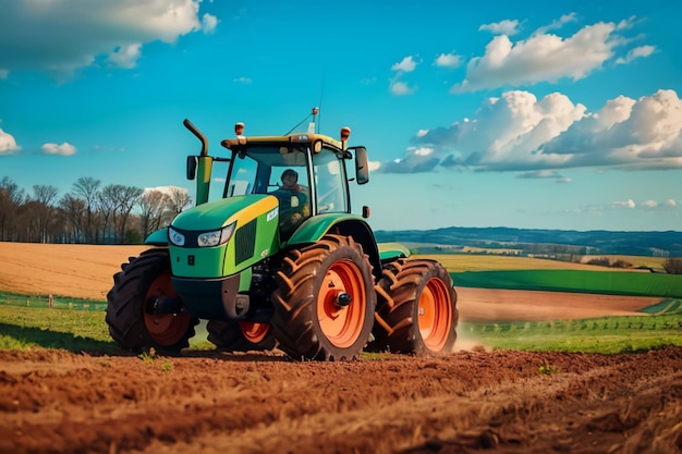 농장 무거운 트랙터 경작지 장비 기계화 농업 장비 벽지 배경