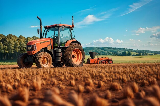 Farm heavy tractor arable land equipment mechanized agricultural equipment wallpaper background