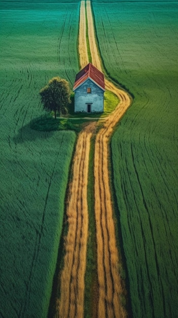 A farm house on a country road