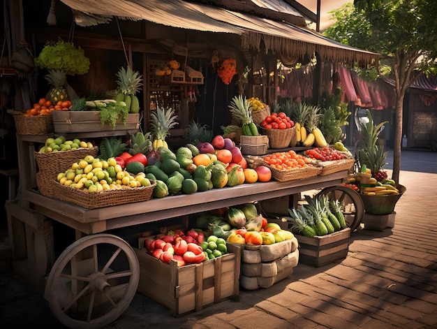 Foto farm market, bancarella di alimentari, verdure fresche