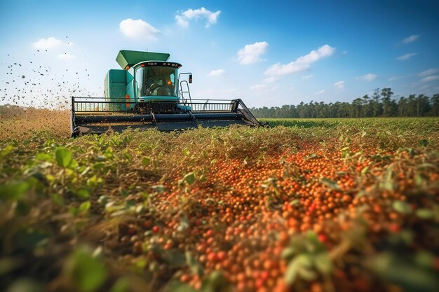 トラクタートレーラーにアンインストールされる農場野菜畑収穫機 現代の農業収穫技術 農業技術と生産力の成長