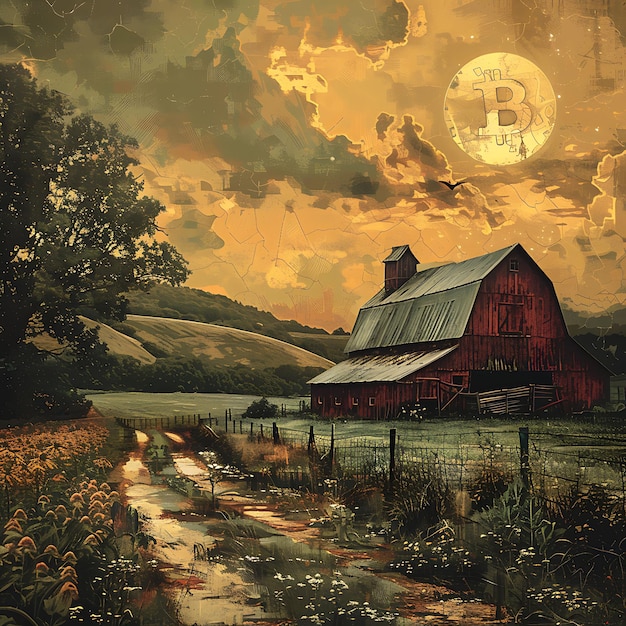 Farm Visit With Bitcoin Crop Circles Bitcoin Barn Paintings Photo of Trending Poster Background