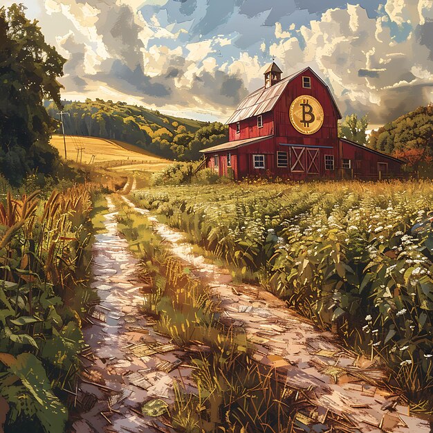 Farm Visit With Bitcoin Crop Circles Bitcoin Barn Paintings Photo of Trending Poster Background