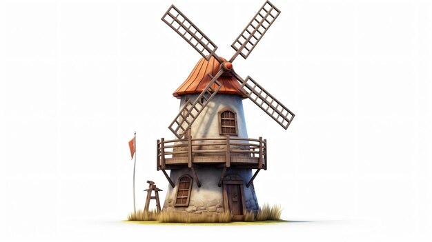 Farm windmill isolated on a white background