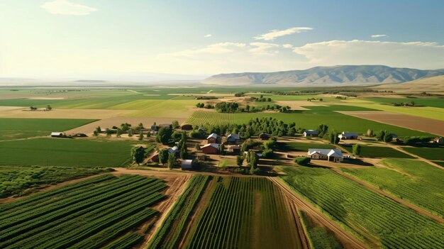 A farm with a few buildings