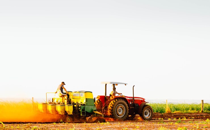 Farm workers work on planting the crop Agriculture is one of the main bases the Brazilian economy