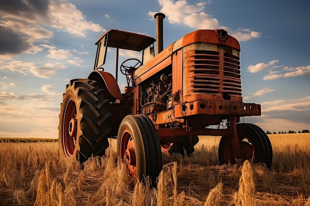 Farm Workhorse A Sturdy Tractor in the Open Field Generative By Ai