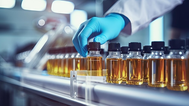 Farmaceutisch productieproces Farmaceutische Machine bezig met productielijn van medische flesjes