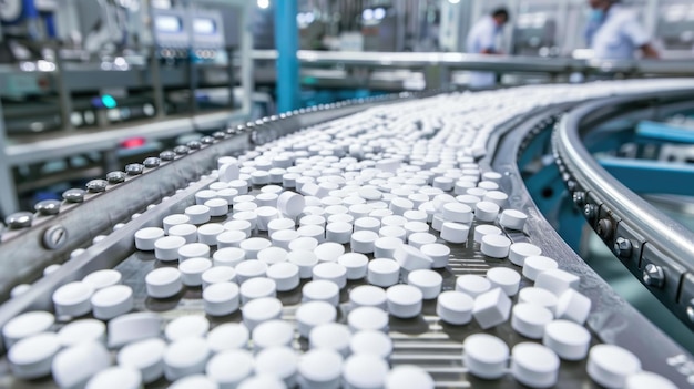 Farmaceutische productielijn voor de vervaardiging van medische flesjes en tabletten geautomatiseerd proces van geneesmiddelproductie in moderne farmaceutische faciliteiten die kwaliteit en efficiëntie garanderen