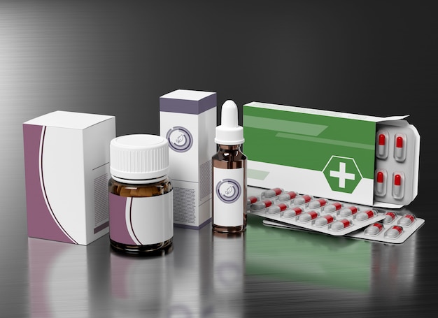 Farmaceutische verpakking - 3D-rendering