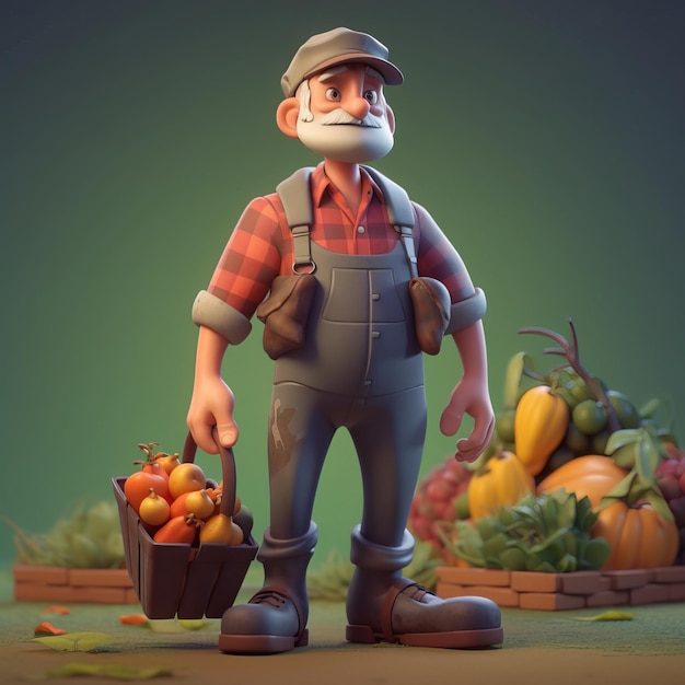 Photo a farmer cartoon character