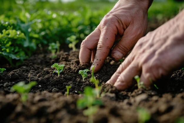 Farmer checking soil health before planting