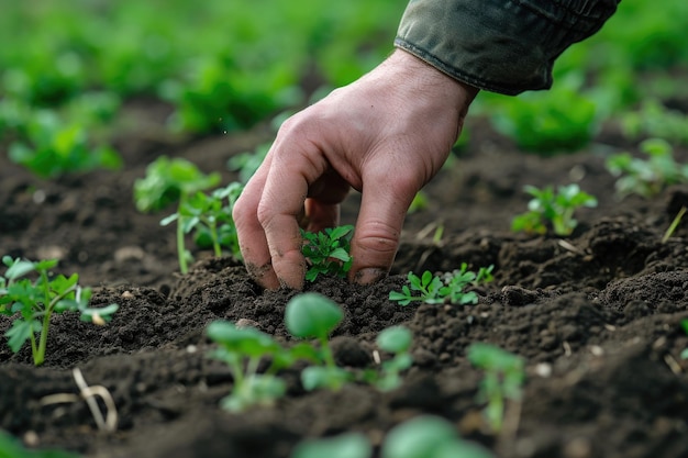 Farmer checking soil health before planting