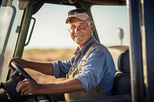 Photo farmer driving tractor on a field