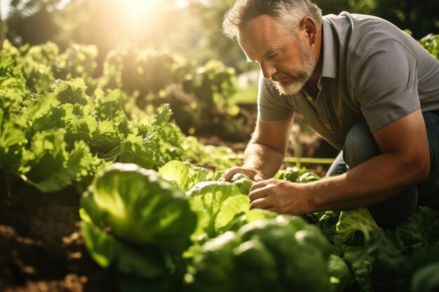 farmer examines organic produce underscoring the importance of environmentally conscious farming