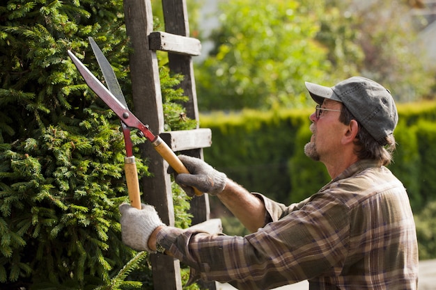 farmer gardener garden landscaping