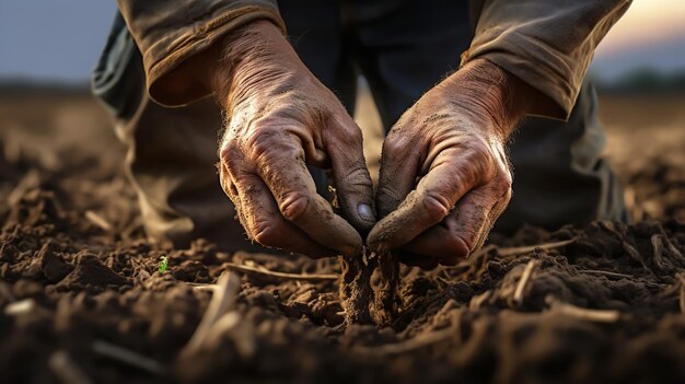 写真 農家が種を植える農業コンセプト aiが生成されました